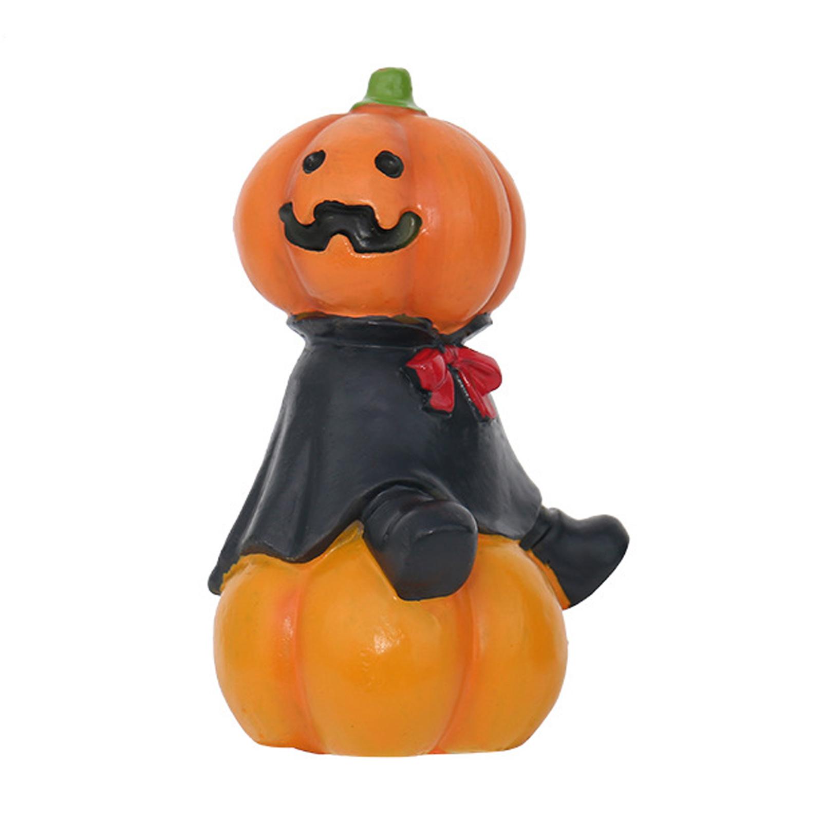 

Resin Owl Figurine with Witch Hat Sitting on Pumpkin Halloween Decoration Indoor Outdoor Accent Piece for Home Office Shelf Display One Size