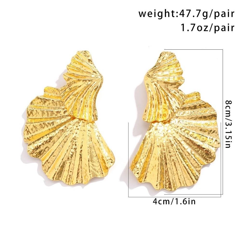 1Pair Stainless Steel Petal Flower Earrings Exaggerated Big Metal Flower Earrings Women