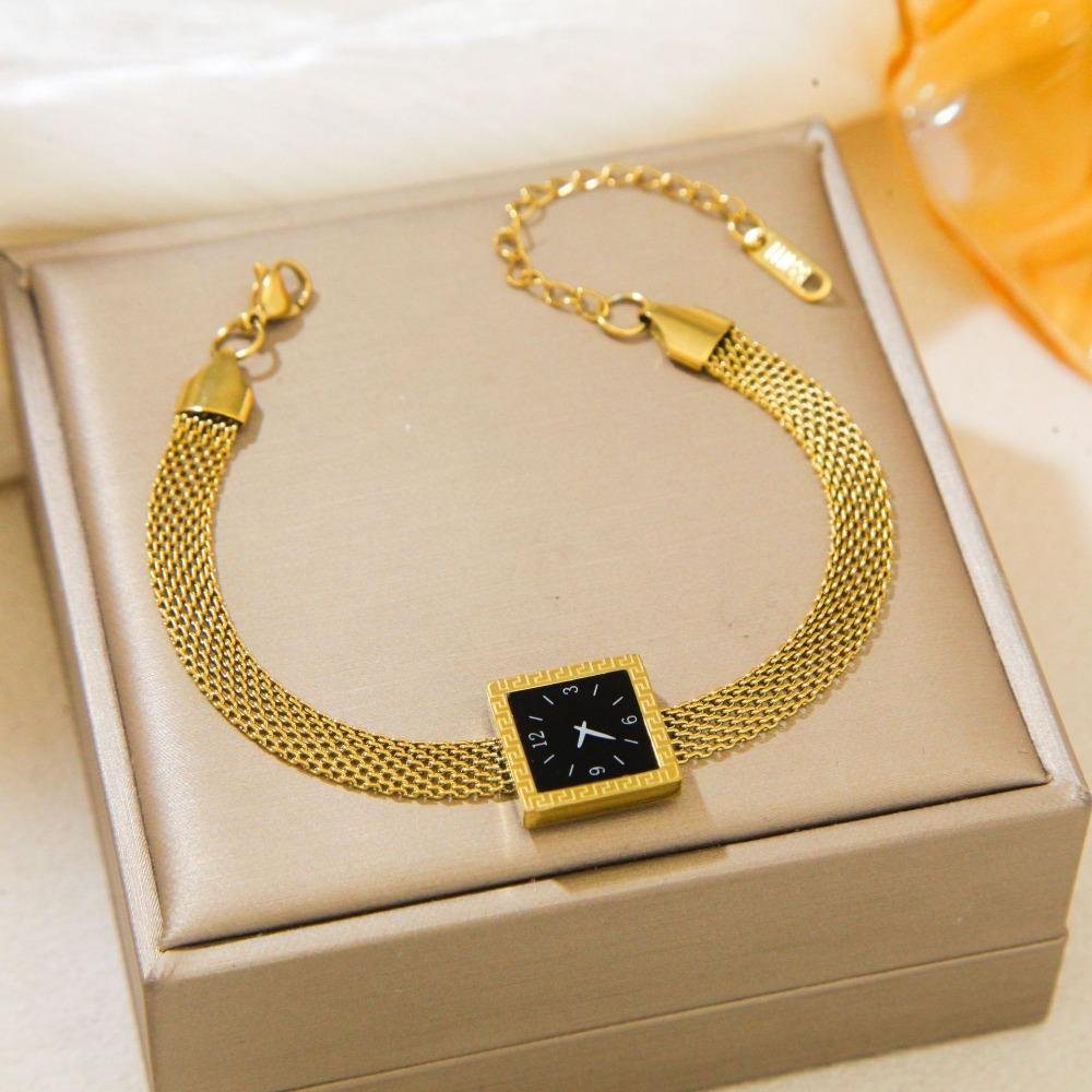 New Four-leaf Clover Bracelet Mesh Watch Bracelet Light Luxury Titanium Steel Watch Strap Chain Jewelry