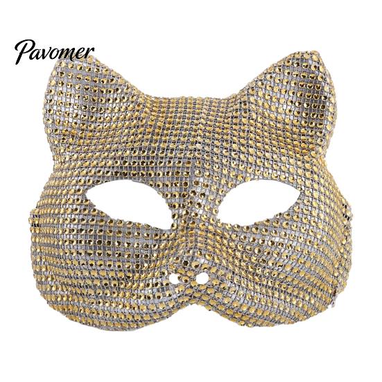 Luxury Rhinestone Costume Mask Full Halloween Mask, Sparkling Skull And Cat Face Carnival Adjustable Elastic Straps for Theme Dances Decorative Party