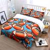 3Pcs Football Bedding Set, Cartoon American Football Pattern Print Duvet Cover + 2 Pillowcases, Sports Fan Decor, Great Gifts