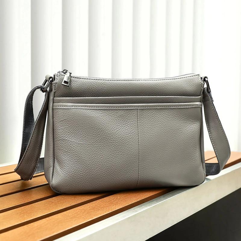 Women's Top-Grain Cowhide Crossbody Bag - Spacious Multi-Compartment Organizer for Commute & Everyday