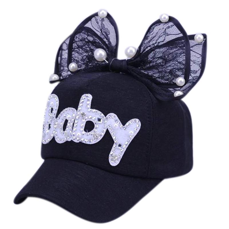 Children Adjustable Hat Baby Girl Casual Outdoor Letter Pattern Baseball Cap Breathable Visor Hats With Bowknot