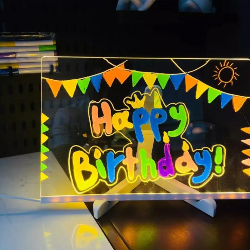 Magic Glow Kids Drawing Board: Reusable LCD Tablet Erasable Light-Up Doodle Pad for Ages 3-6+ Fun Educational Toy Menu Board