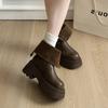Autumn Winter Platform Thick Sole Women Ankle Boots Design Belt Buckle Punk Style Leather Modern Short Bottes Femmes