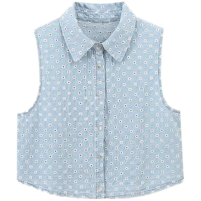 Fashion Style 2024 Autumn New Women's Clothing Stylish All-Matching Hollow Embroider Denim Tops 8445082