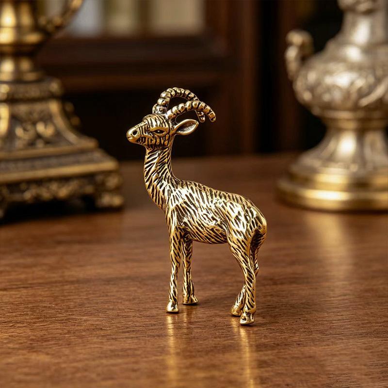 Brass Goat Small Ornament Antique Copper Zodiac Animal Sheep Miniature Figurines Home Decoration Accessories Desktop Decor