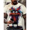 Summer Round Neck 3D Funny Animal Print Top Fashionable Casual Short Sleeved Men's T-shirts