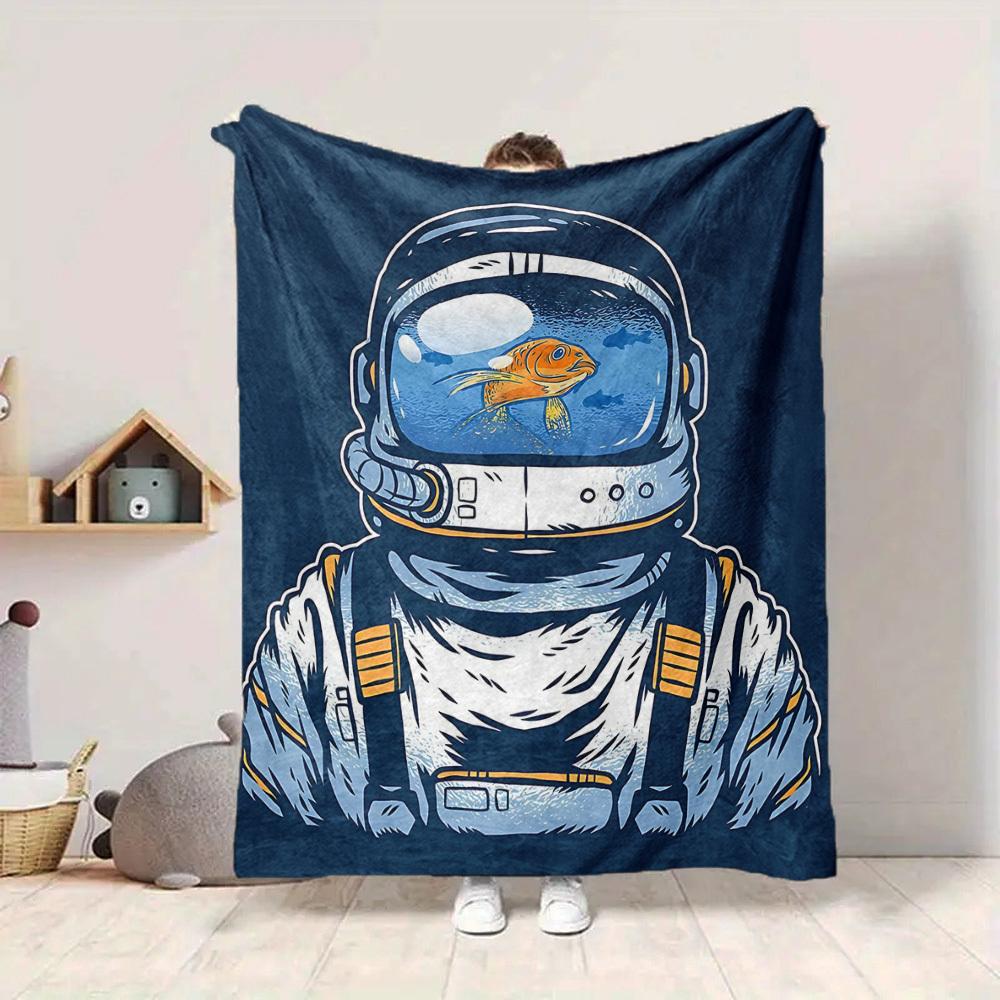 

1pc Space Astronaut Blanket, Lightweight Flannel Throw Blanket For Sofa, Bed, Travel119 130cmx150cm