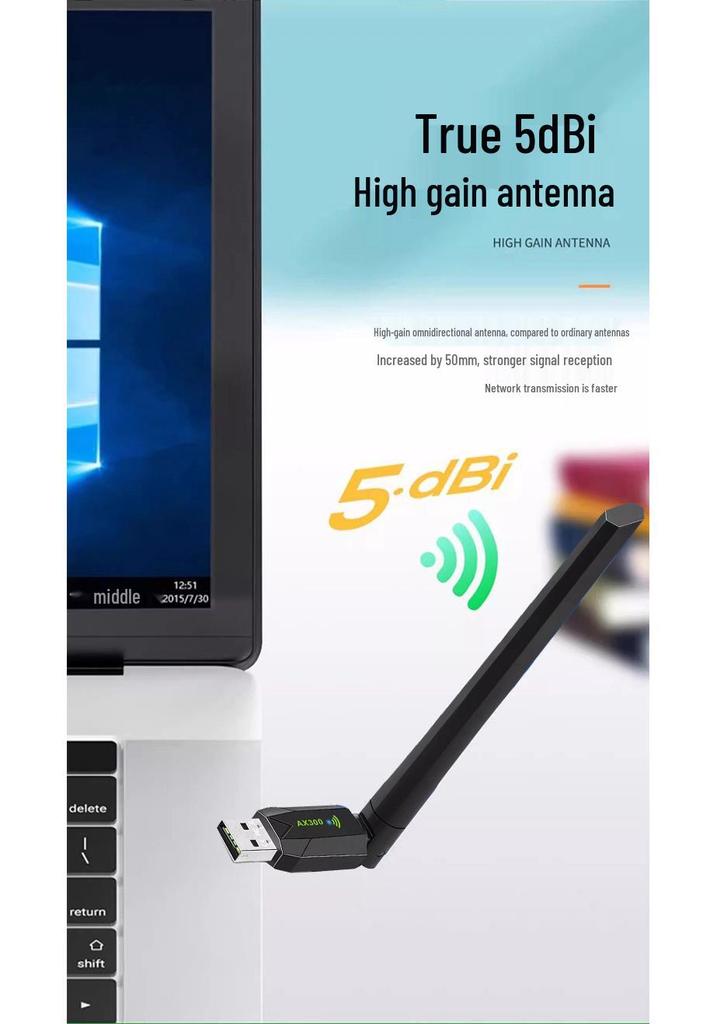 USB Wireless Network Adapter - Driver-Free, Gigabit, for Desktop & Laptop, 360° WiFi Receiver, Unlimited Mini Connectivity