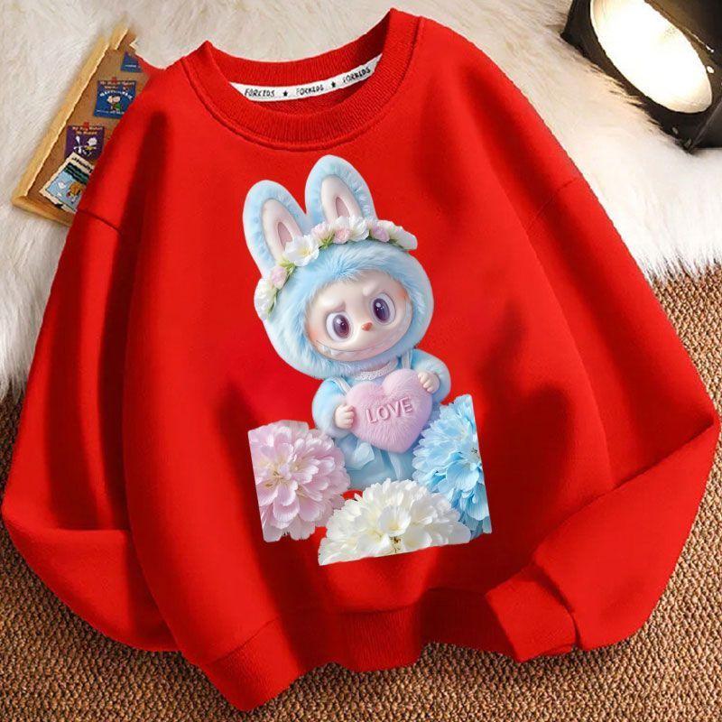 Children's Fashion Round-neck Hoodies, Long-sleeved Loose Hoodies for Boys and Girls In Spring and Autumn