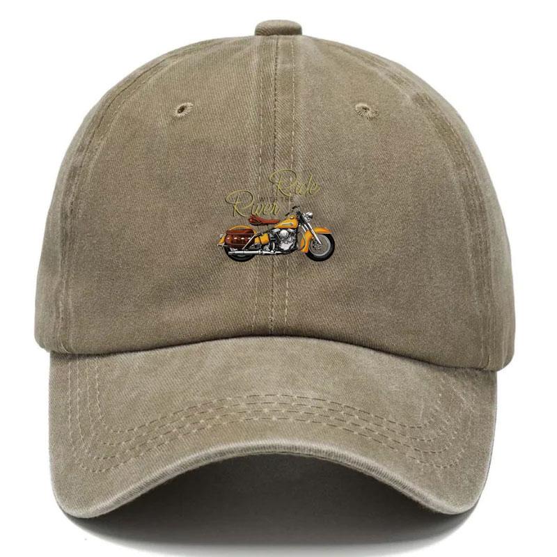 Customize Vintage Washed Cotton Baseball Cap Men Motorcycle Pattern Sun Hat Adjustable Dad Cap Road Trip Outdoor Riding Hat