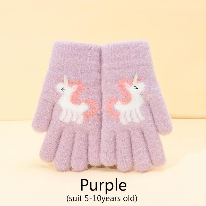 

Cartoon Unicorn Baby Warm Winter Children s Gloves Cute Finger Half Finger Flip Cover Boys Girls Mittens Gloves 5-10Years Old