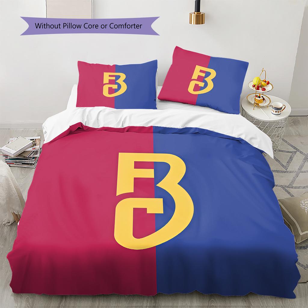 FC Basel 1893 Set cu cuvertură și fețe de pernă Decor Acasă Cadou de Ziua de Naștere (1 * husă de pilotă + 2 * fețe de pernă, fără miez)