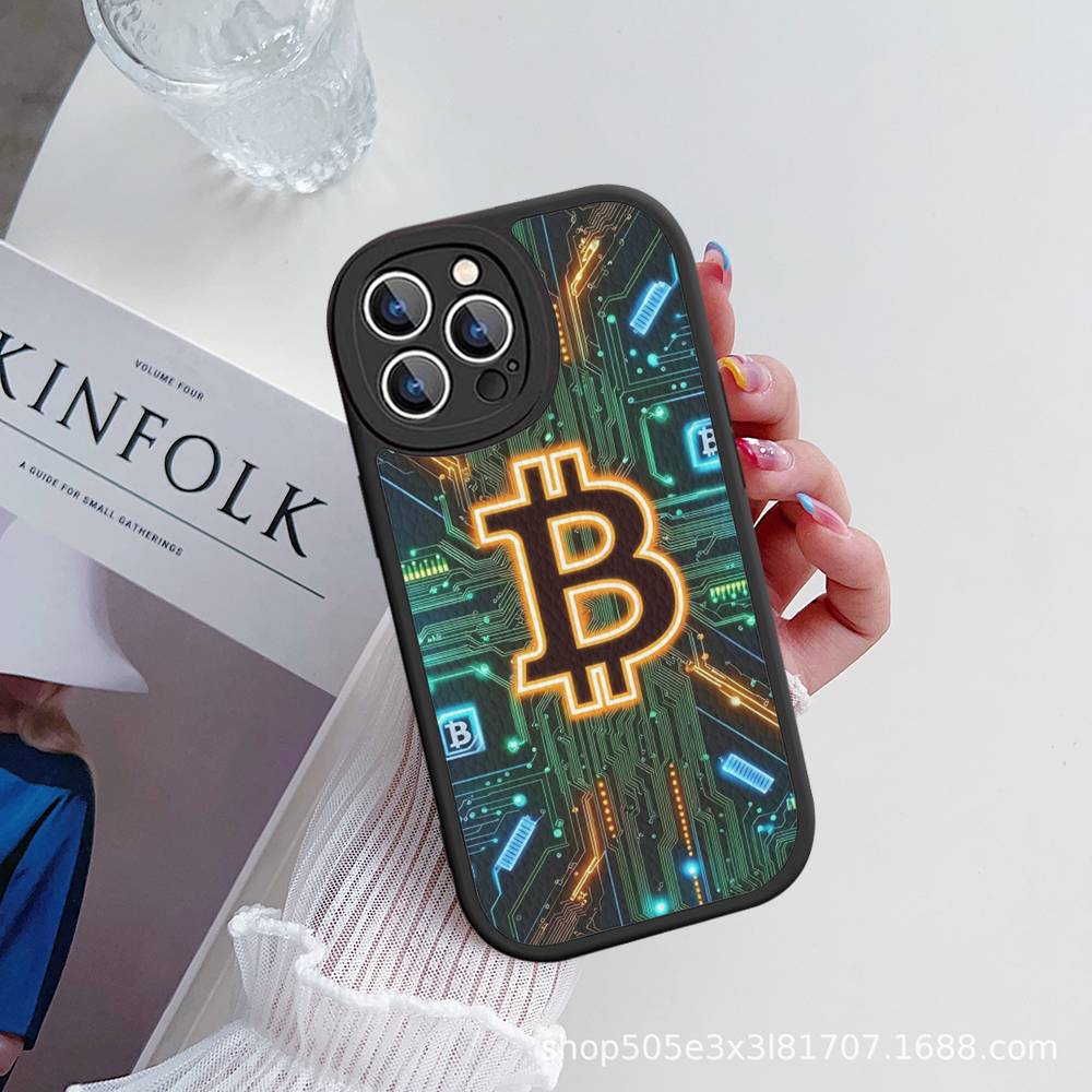 Bitcoin Phone Case Hard Leather For IPhone 14 13 16 Mini 15 14 11 12 Pro Max Plus Fundas