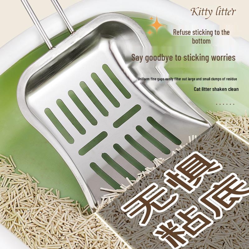 Large Stainless Steel Cat Litter Scoop - Durable One-Piece Poop Shoveling Tool for Easy Cleanup
