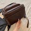 Vintage PU Backpack for Men Women Casual Daypack Travel School Bag with Multi Pockets