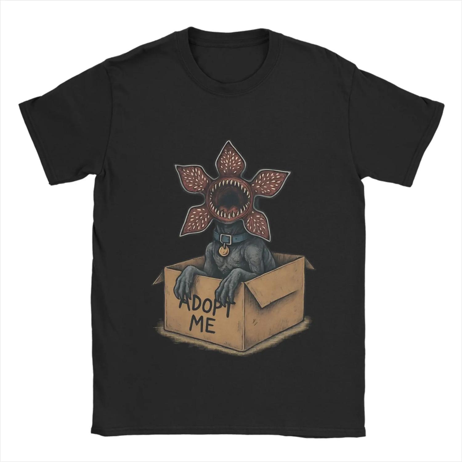 

Novelty Adopt a Demogorgon T-Shirts for Men O Neck Cotton T Shirts Short Sleeve Tees Classic Clothes S чёрный
