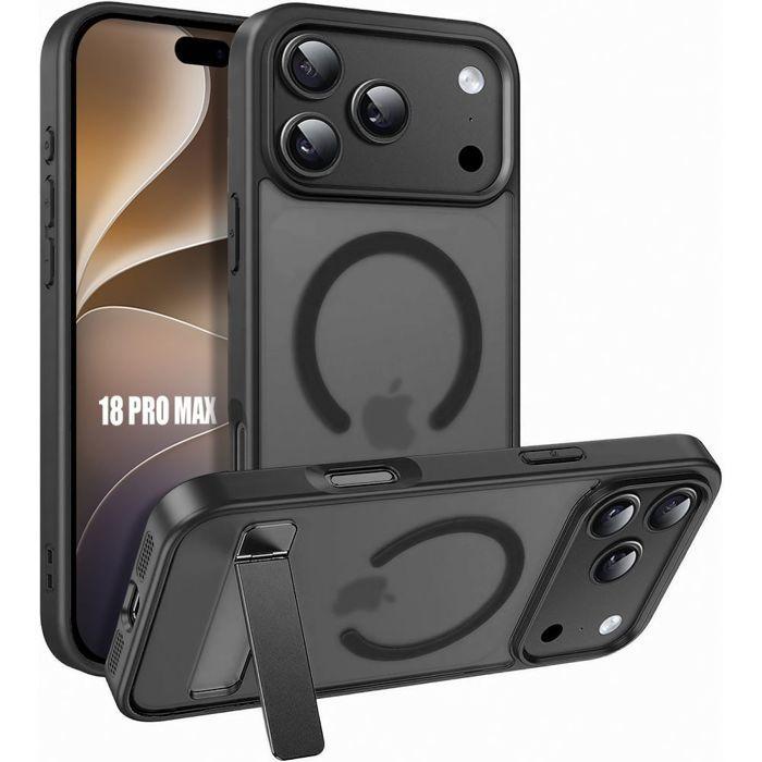 Coque pour iPhone 18 Pro Max, Antichoc Anti-Rayures avec Cercle Magnétique et Support - Noir