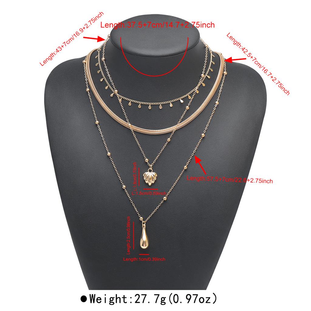 N14155 Cross-border Sweet-and-Cool Instagram-Style Heart-Shaped Waterdrop Pendant Necklace Set Elegant Layered Multi-Strand