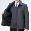 Autumn and Winter New Cashmere Jacket Men's Middle-aged and Elderly Woolen Woolen Tops Thickened Business Casual Short Lapel Jacket
