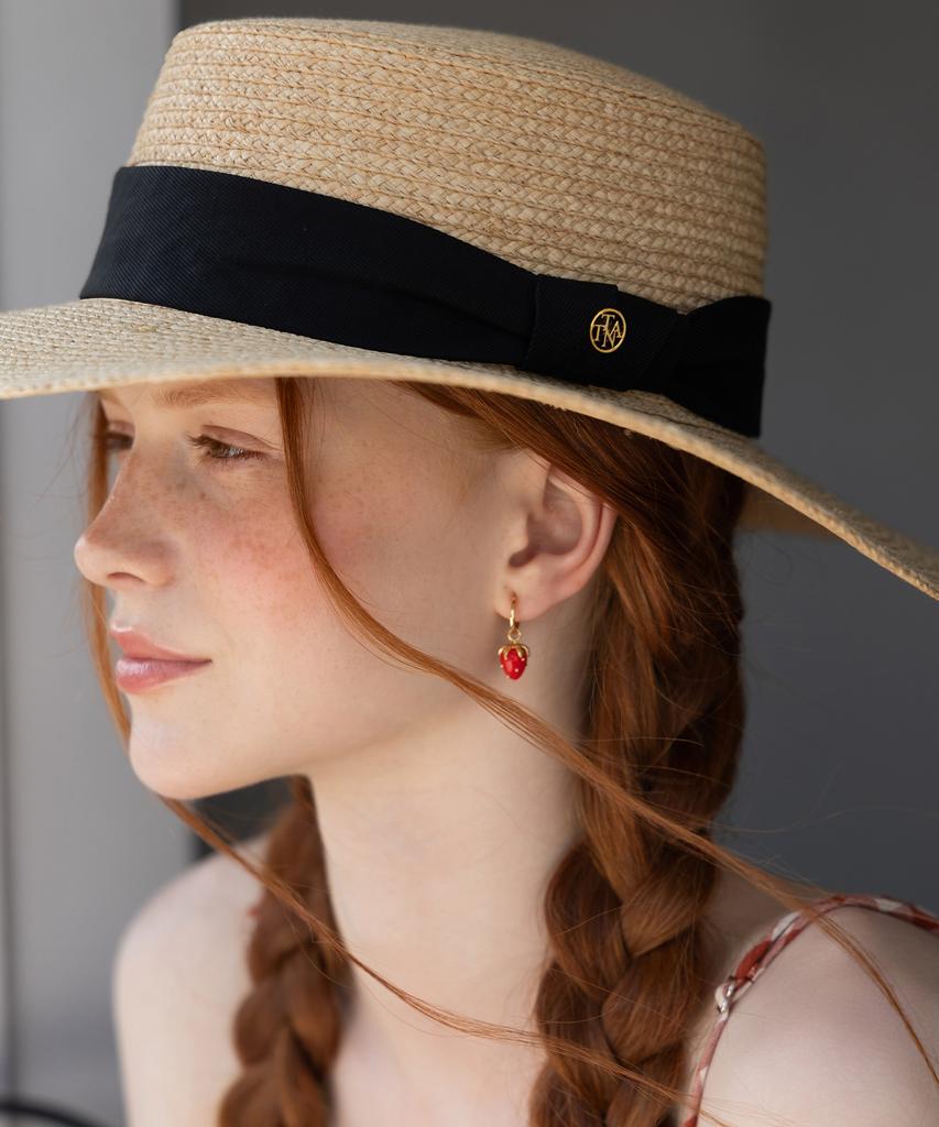 Tatiana Elvia Ribbon Band Natural Raffia Boater Hat Ht8194 Black