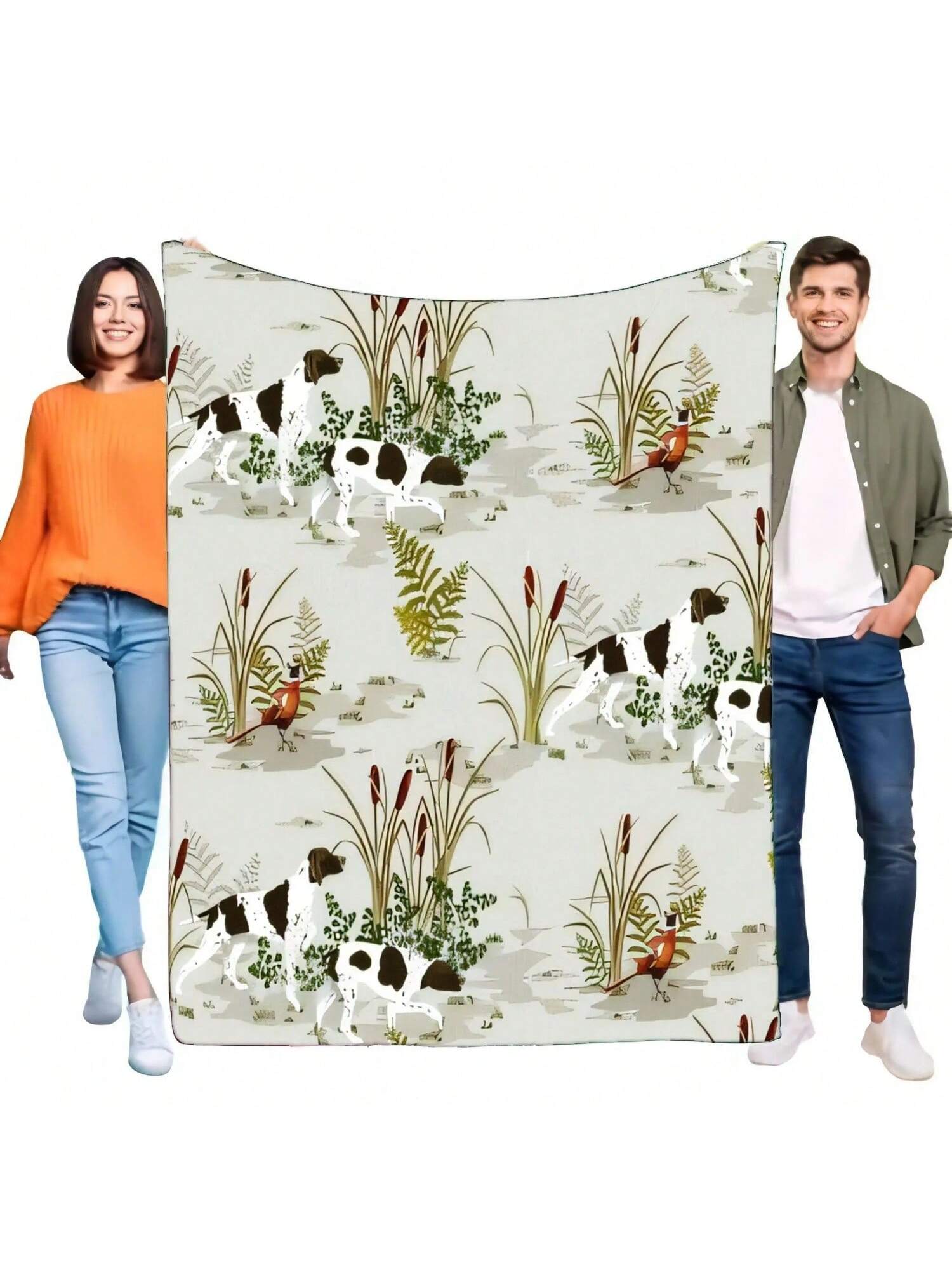 English Pointer & Pheasant Hunting Dog Blanket Soft Cozy Throw For Bed Sofa Wildlife Theme Home Decor Gift For Dog Lovers 75X95CM