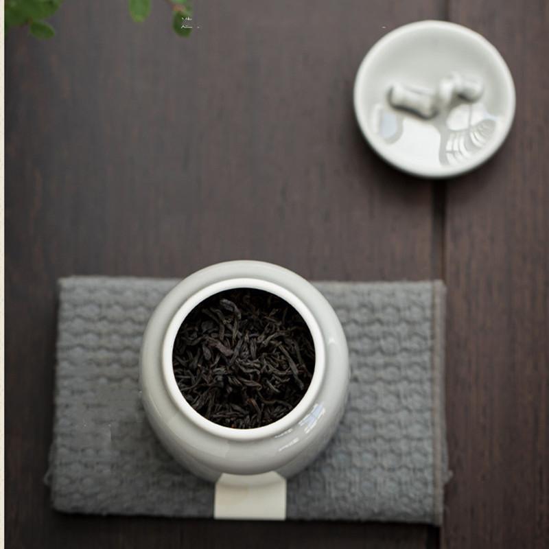 Chinese Ceramic Tea Caddy Sealed Tea Jar Coffee Candy Spices Containers Travel Portable Tea Boxes Household Storage Tank Teaware