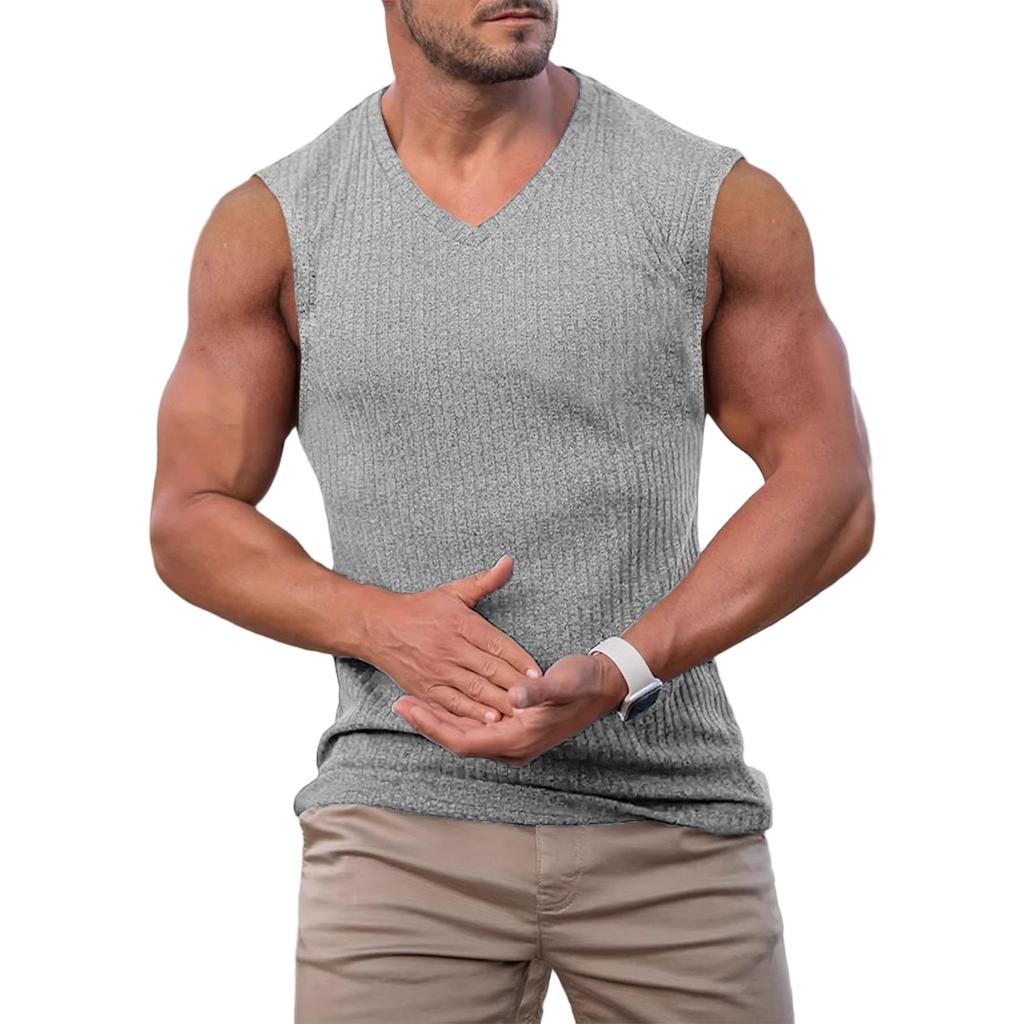 Herren Trainings Tops Sommer Fitnessstudio Fitness Sportliche Tanktops Lässig V-Ausschnitt Textur Muscle Fit Bequem Schnelltrocknend Westen