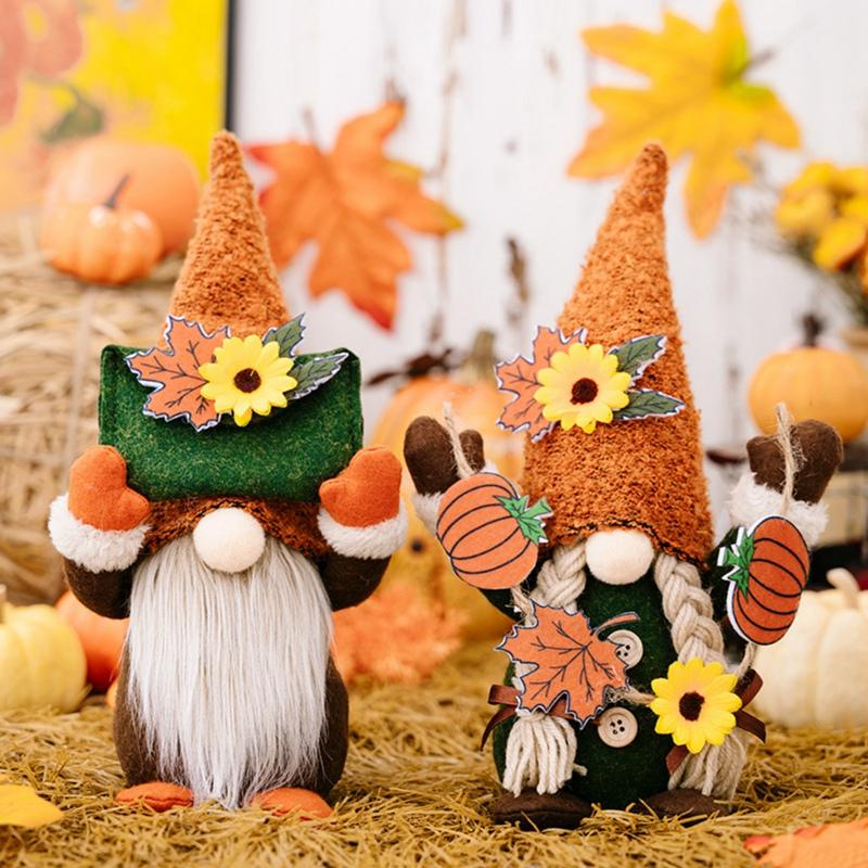 Autumn Gnomes Thanksgiving Decoration Fall Plush Elf Dwarfs Dolls Halloween Gnome Dolls Thanksgiving Day Gift Xmas Gifts