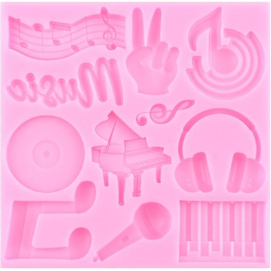 ZiXiang Music Theme Fondant Mold Musical Notes Piano Silicone Molds Musical Keyboard Microphone Molds Music Notes Lace Mat For Sugar Cake Decorating