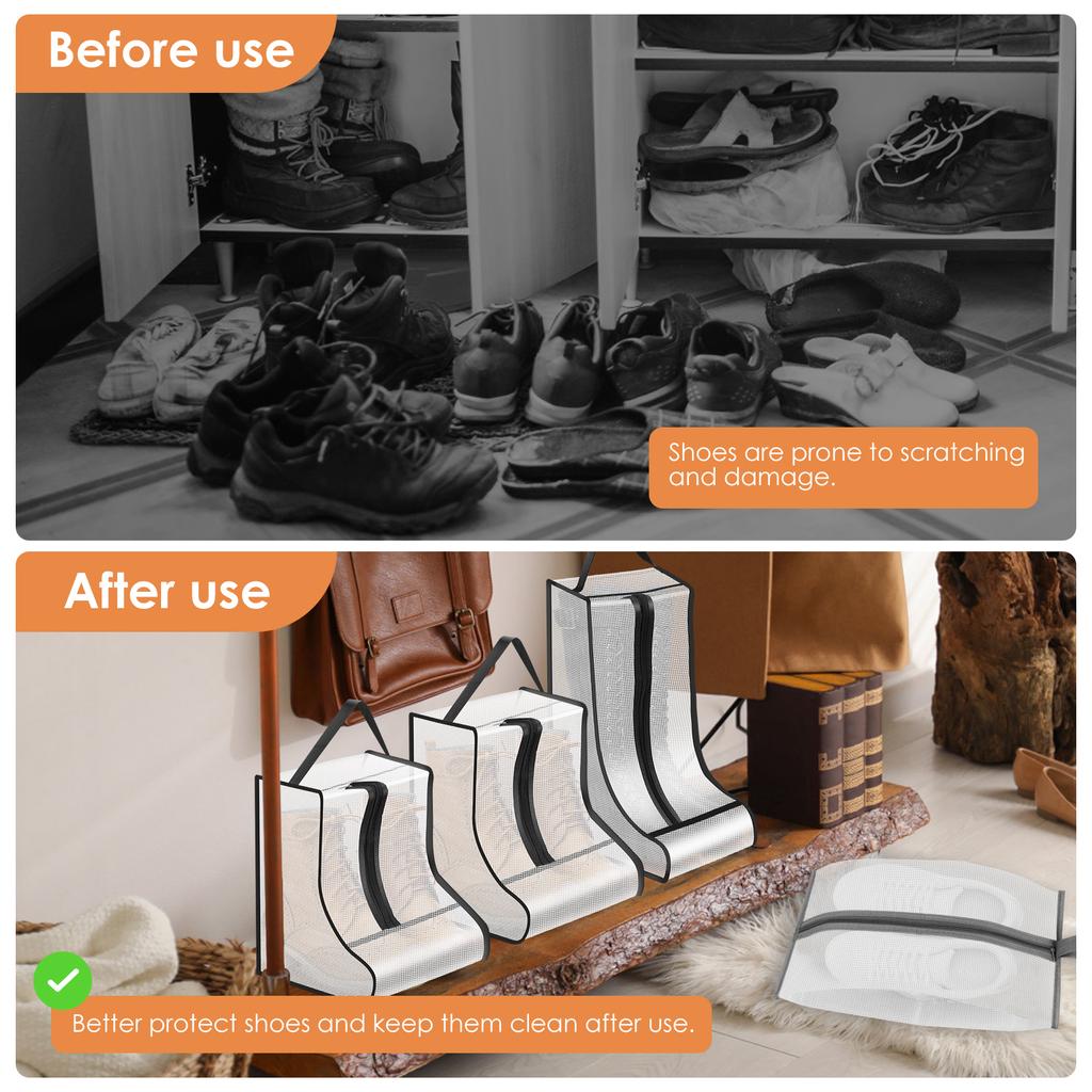 6Pcs Shoe Storage Bag Long Short Boot  Protection Cover Waterproof Dustproof Portable Travel Zipper Pouch Organizer