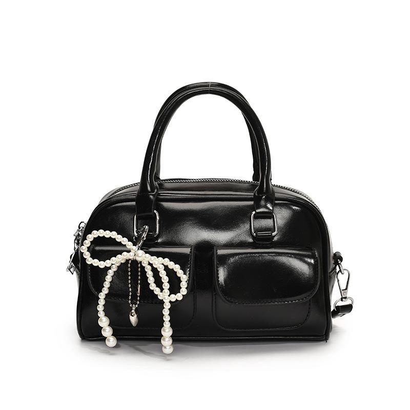 

Модная нишевая сумка-боулинг женская 2025 новый тренд сумка Boston на плечо сумка-мессенджер no pendant чёрный