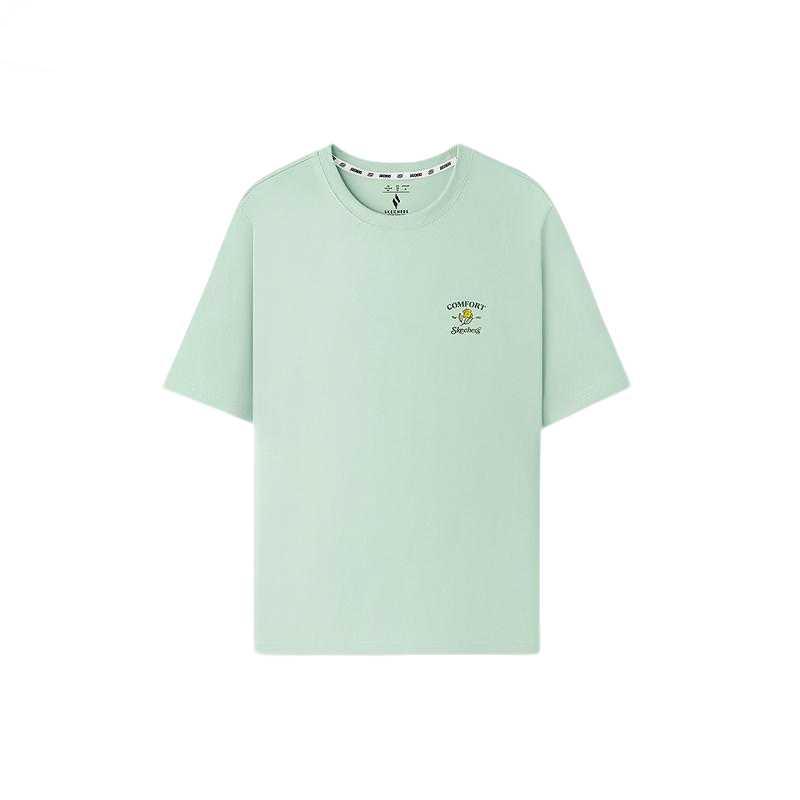 Skechers Sports Alliance Series Comfortable Soft Skin-Friendly Breathable Regular T-Shirt Women tops L225W173-0215 S