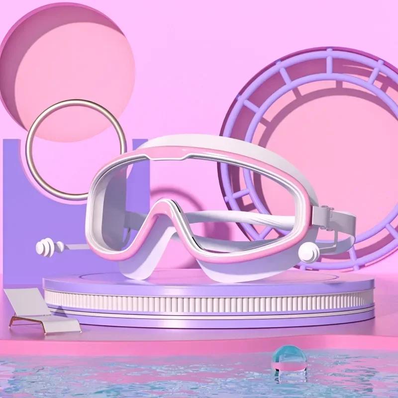 Kids Swim Goggles Big Glass Len for Child Boy Girl Big Goggle Berenang Budak Kanta Mata Besar Kanak Swim Glass