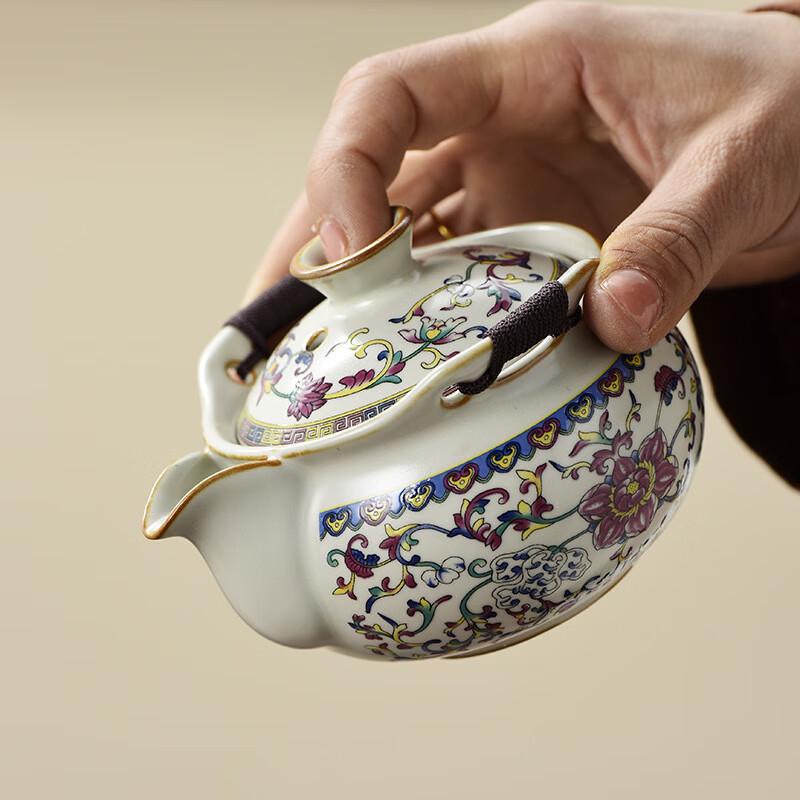 TLAKEHO Ru Kiln Portable Travel Tea Set