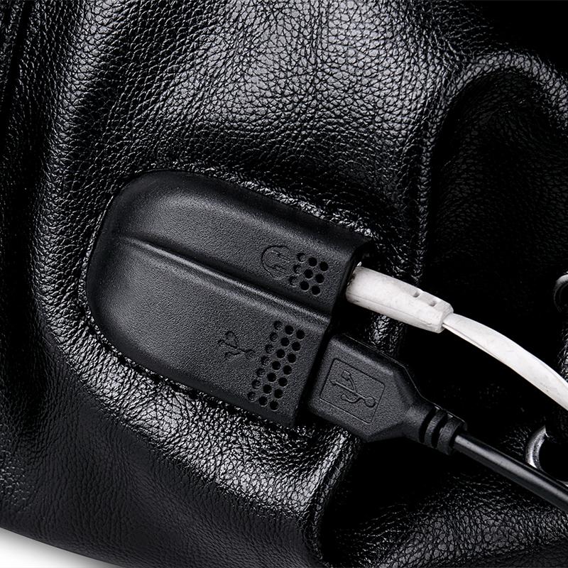 Velkokapacitní kožený PU pánský batoh rozšiřitelný batoh USB nabíječka cestovní počítač notebook studentská móda