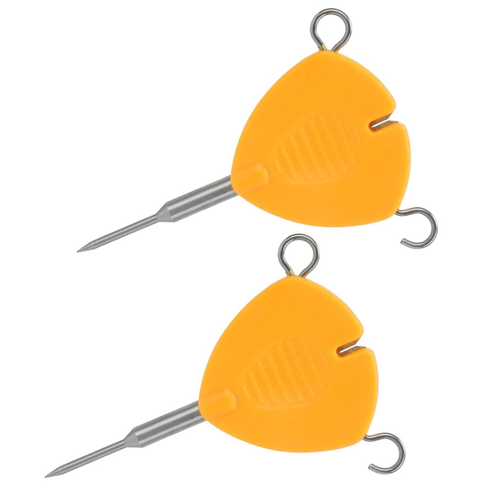2Pcs Portable Fishing Bait Needle Hook Knot Puller Fishing Baiting Rigs Tool Orange