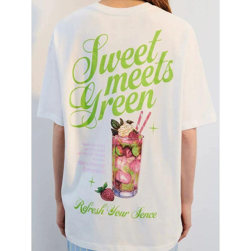Loose Printed T-shirt Top Western Style New Fashion Loose Casual Print Cotton T-shirt Top