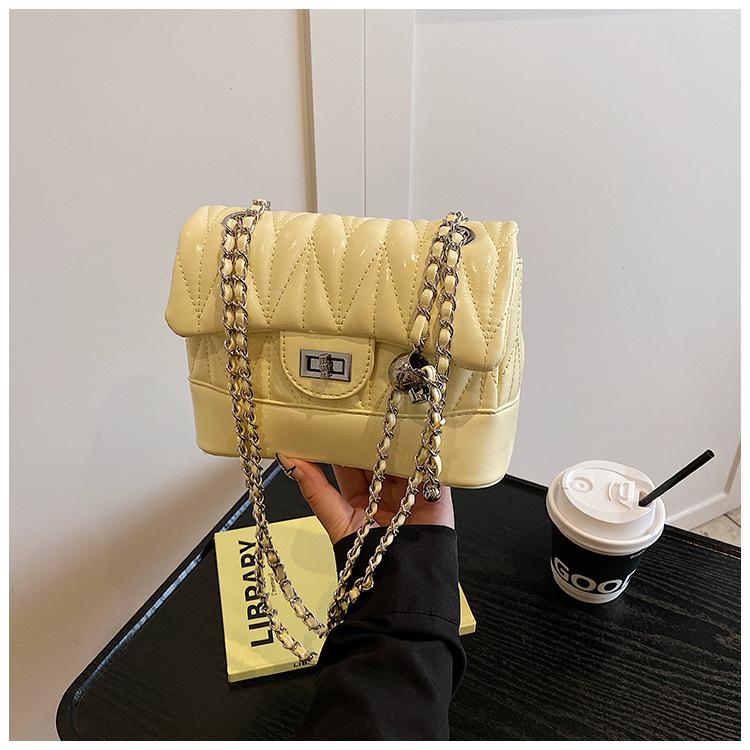 

Вышивальная нить с ромбовидной текстурой 2025 лето новый тренд мода простая цепочка на одно плечо кроссбоди маленькая квадратная женская сумка жёлтый