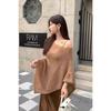 Irregular Loose Fit Knitwaer Off Shoulder Cape Blouse Casual  Cover Up Solid Color Knitted Blouses Sheer Knit Poncho Top Elegant Layering Clothing