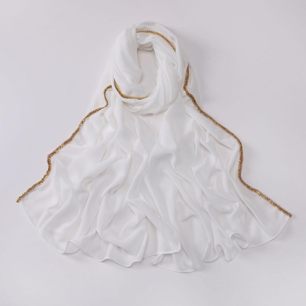 Vielseitiger Eleganter Seidenschal Strahlendes Langes Sonnenschutz-Schal Diamantrand-Design Weiches Ramadan-Kopftuch Damen Kopfbedeckung