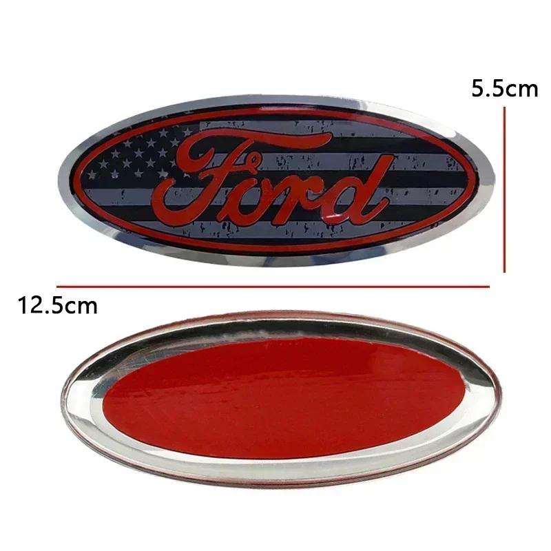 For Ford Mondeo Fusion Focus Fiesta Kuga Edge Transit Ecosport 12.5x5cm Car Front Emblem Logo Rear Trunk Badge Decal Decoration SG7