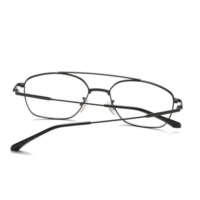 Double Beam Anti-blue Light Nearsighted Glasses Women Retro Metal Square Diopter Eyeglasses Prescription 0 -0.5 -0.75 To -6.0