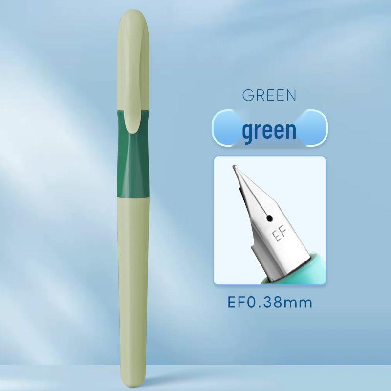 Refillable Ergonomic Fountain Pen for Students - Transparent Colored Plastic Design