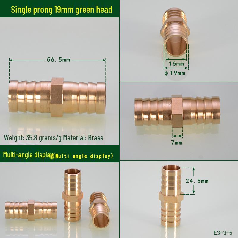 Brass Pagoda Head Insert for Gas Hose, Natural Gas Pipeline Connector 8/12, Pneumatic Fittings Inline Cross Tee