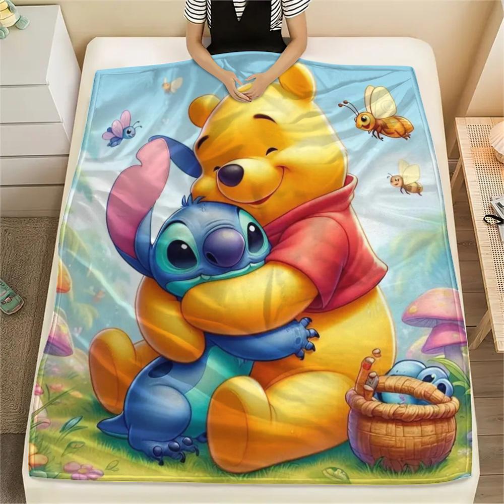 Winnie Pooh Love Heart Blanket Suitable For All Seasons Sofa Blanket Sheet Christmas Gifts Bedroom