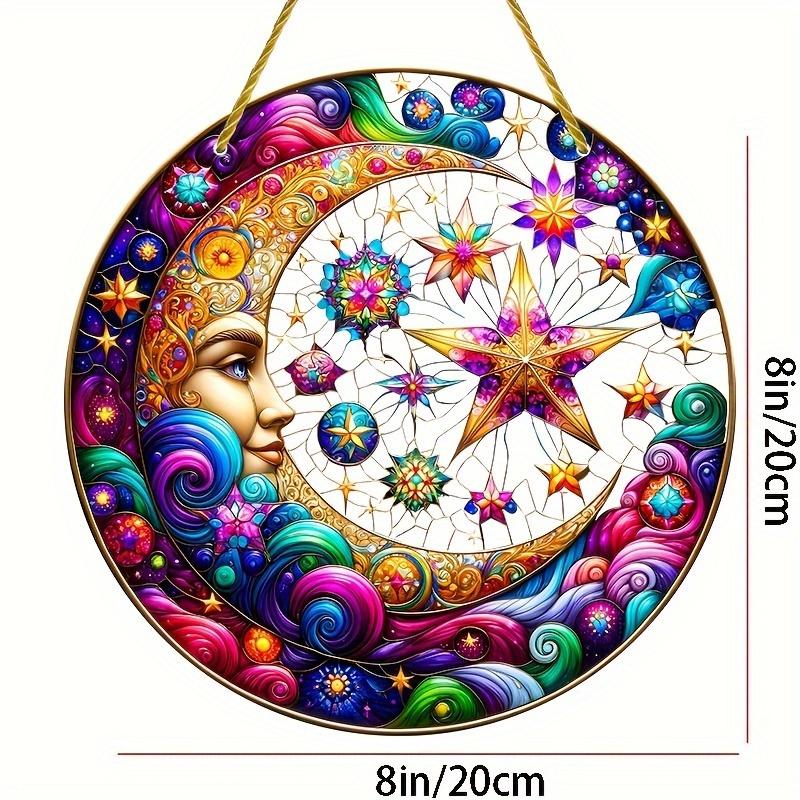 Moon Goddess Sun Catcher. Colorful celestial acrylic art for home or bar decor. A mystical gift.