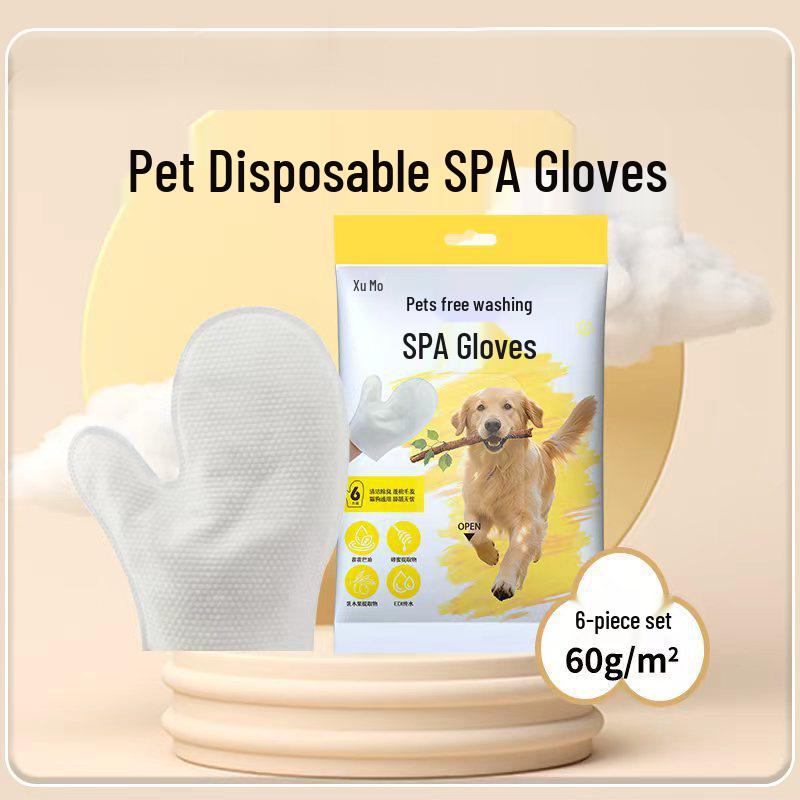 Asahi Pet No-Rinse Deodorizing Bathing Gloves for Cats and Dogs - Disposable Wet Wipes, No Blow Dry Needed