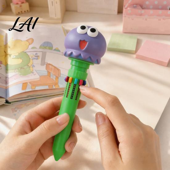Student Prizes for Classroom 10 in 1 Cartoon Ballpoint Pen Multicolor Press Retractable Pens Back to School Supplies Kids Smooth Writing Stationery
